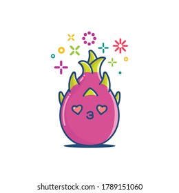 kawaii dragon fruit icon cartoon isolated on white background