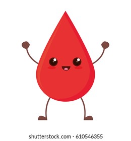 kawaii drop blood donation vector illustration eps 10