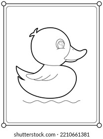 Kawaii Duck Suitable For Children's Coloring Page Vector Illustration