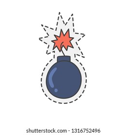 Kawaii dynamite. Various cute icon. Hand drawn colored vector.