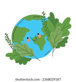 kawaii earth globe vector isolated