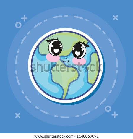 kawaii earth planet icon