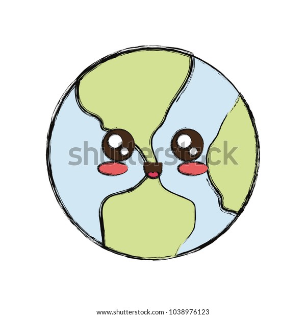 Image Vectorielle De Stock De Kawaii Earth Planet Icon 1038976123