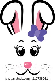 Kawaii Easter Bunny. Bunny face. Vector illustration