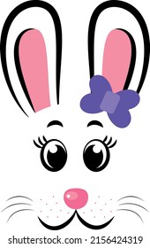 Kawaii Easter Bunny. Bunny face. Vector illustration