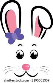 Kawaii Easter Bunny. Bunny Face. Vector Illustration