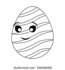 kawaii easter egg   with curved lines vector illustration