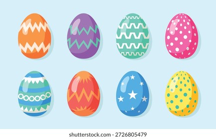 Kawaii Easter Egg and Rabbit Cartoon Character on Spring