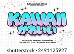 Kawaii editable text effect in modern trend style