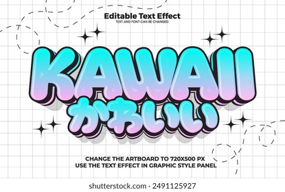 Kawaii editable text effect in modern trend style