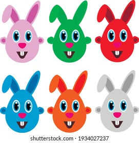 Kawaii Ei für den Osterurlaub. Farbrot, Blau, Grün, Grau, Orange, Rosa.