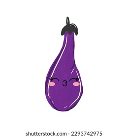 kawaii eggplant character isolated on white background