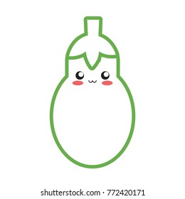 kawaii eggplant  vector illustration