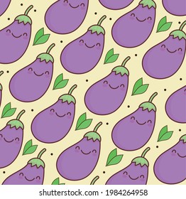 kawaii berenjenas verduras lindo patrón