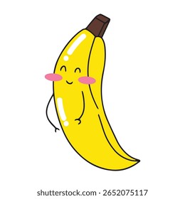 Kawaii elemento personagem stock, tomates vermelhos e banana amarela