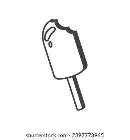 Elemento Kawaii de conjunto en diseño de línea negra. El caprichoso mundo de kawaii en esta entrañable ilustración de helados, se destaca por un contorno negro encantador. Ilustración vectorial.