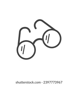 Kawaii-Element von Set in schwarzer Linie Design. Diese kawaiianische Brille ist einfach zu schmücken, mit ihrer schwarzen Umrisslinie, die ihre süße Farbe erhöht. Vektorgrafik.