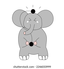 Kawaii elephant cartoon playing lato lato.