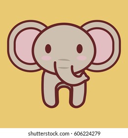 kawaii elephant icon over yellow background. vector illustration