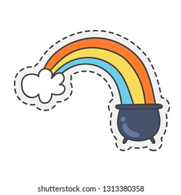 Kawaii end of rainbow. Various cute icon. Hand drawn colored vector.