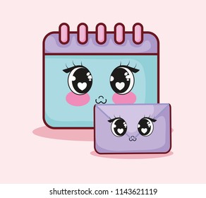 kawaii envelope and calendar