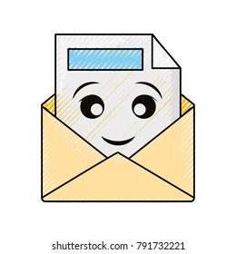 kawaii envelope  vector illustration