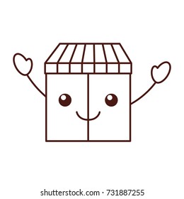 kawaii facade door store grocery glass board