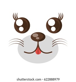 kawaii face animal expression icon