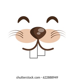 kawaii face beaver animal expression icon