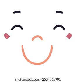 Kawaii face, cute cartoon face illustration. Hand drawn Japanese, anime, manga style design, isolated vector. Kids print element, facial expression, emotion, avatar, icon