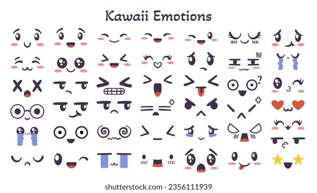 Kawaii face expressing emotion and mood