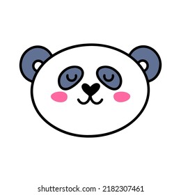 Kawaii face of panda, great design for any purposes. Cute background. Vector graphic illustration.