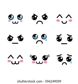 kawaii faces eyes icon