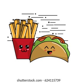 kawaii fast food icon adorable expression