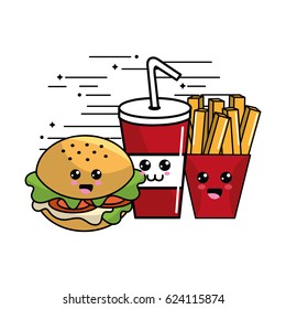 kawaii fast food icon adorable expression