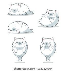 kawaii fat seal with cat ears