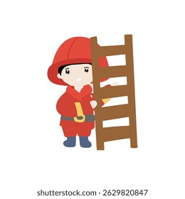 Kawaii fire fighter cartoon element stock