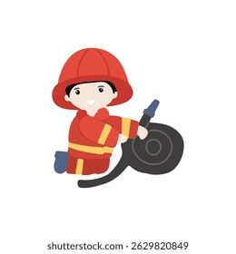 Kawaii fire fighter cartoon element stock