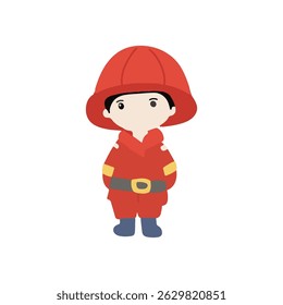 Kawaii fire fighter cartoon element stock