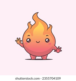 Kawaii fire - fireball character vector cartoon illustration