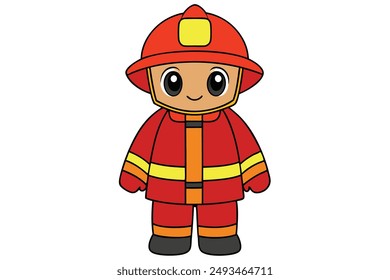 Kawaii Firefighter Icon - Adorable and Cute Rescue Design