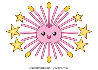 Kawaii Fireworks - Adorable and Cute Celebration Design