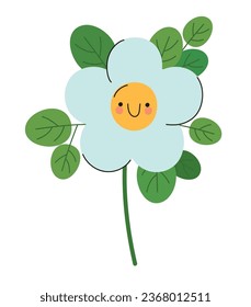 vector de diseño floral kawaii aislado