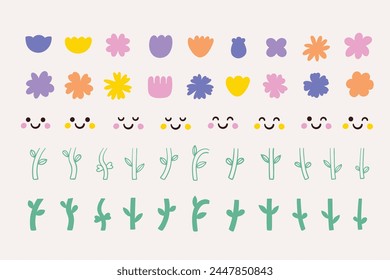 Kawaii flowers creator in doodle style