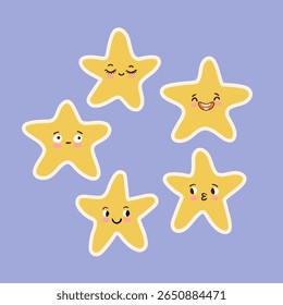 Kawaii Fluffy estrela cartaz. Desenho infantil estrela Ilustração. Enfermaria Art. Decoração de quarto infantil