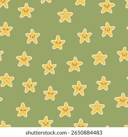 kawaii Fluffy estrela o padrão sem costura. Infantil Desenho estrela textura Viveiro Arte Kids Room fundo