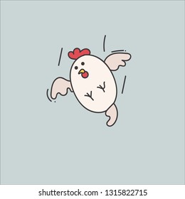 Kawaii flying hen. Vector