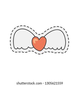 Kawaii flying love. Cute hand drawn colored vector. editable stroke.