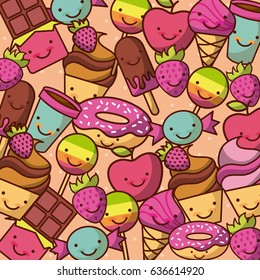 kawaii food with background colorful image
