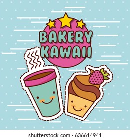 kawaii food with background colorful image
